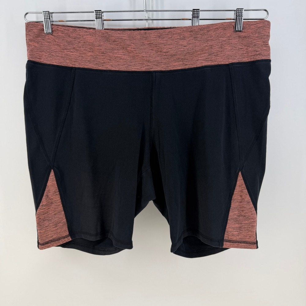 Livi Active Bike Shorts Women 26/28 Black Rose Colorblock High Rise Gym Athletic
